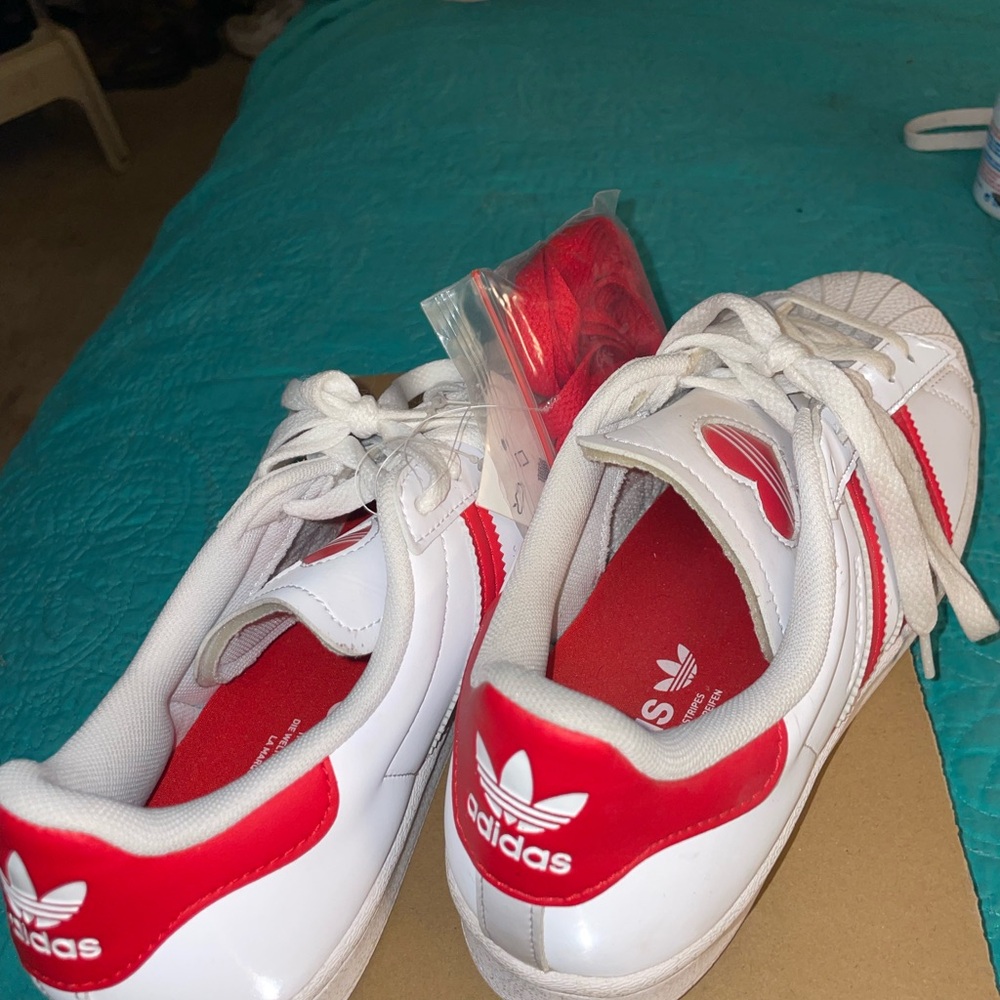 Adidas Kids White and Red Sneakers